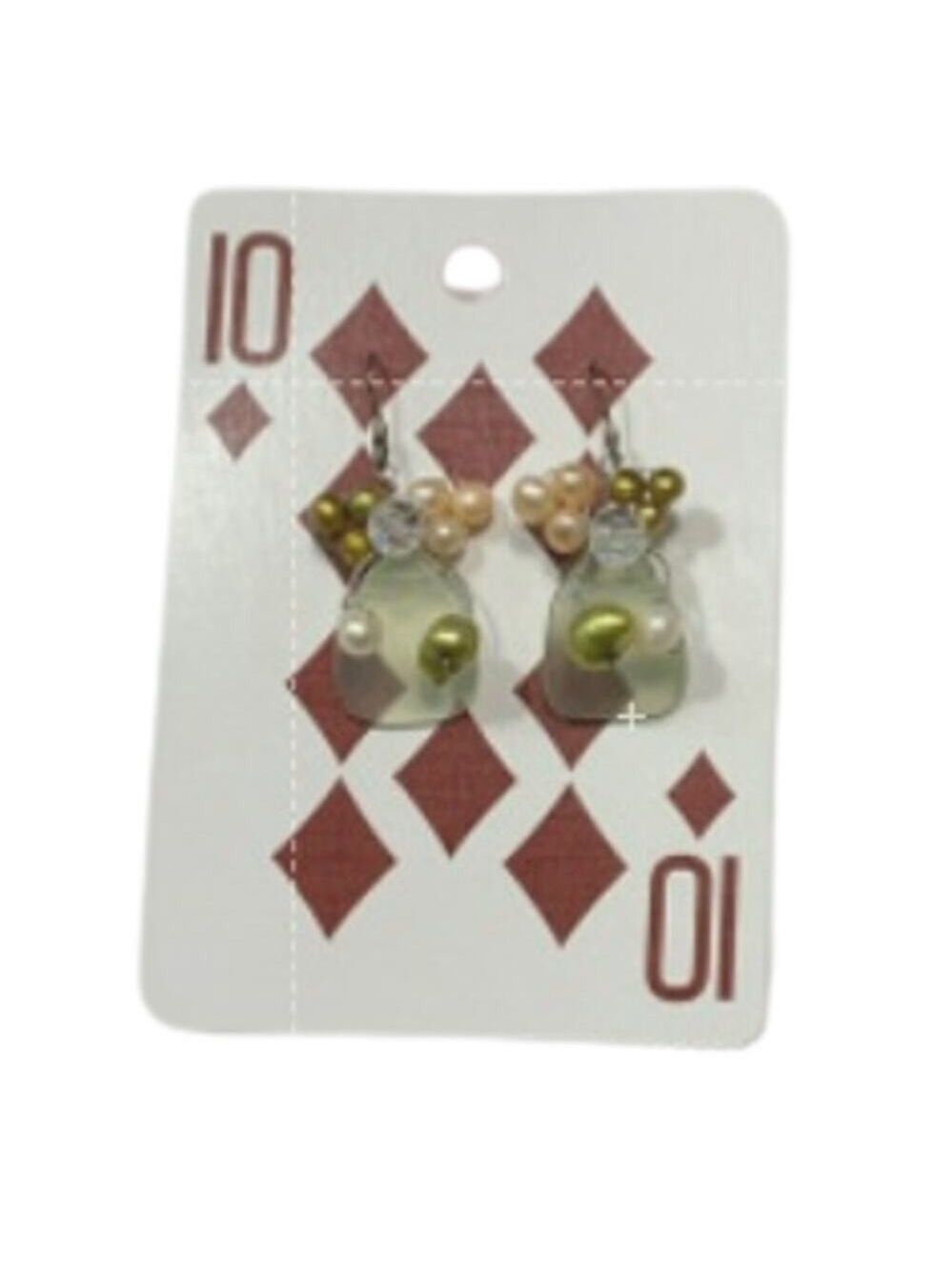 Handmade Women's Fashion Beaded And Pearl Drop Earrings Multicolor Size 1" NWOT